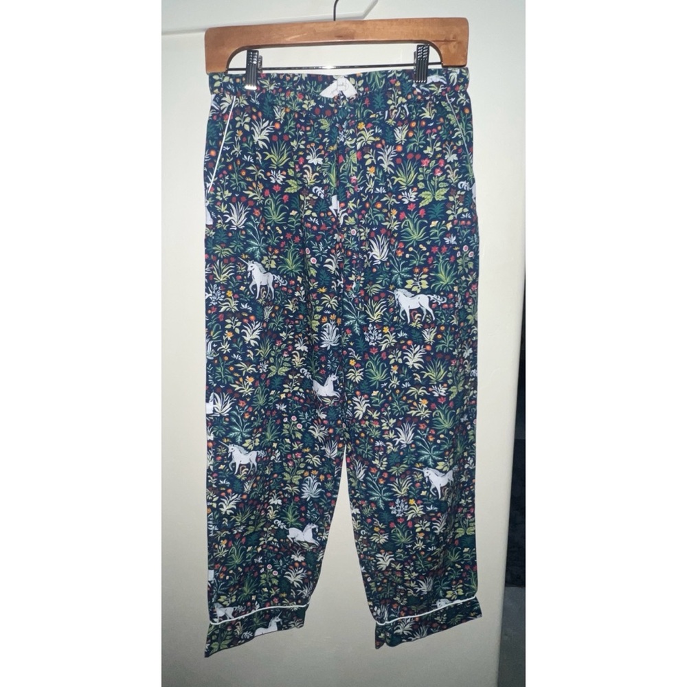 Printfresh Whimsical Unicorn Garden Long Pajama Set in Navy Size Small - Picture 5 of 12